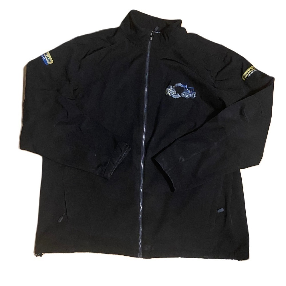 New Holland Tractor Skid Loader Embroidered Jacket Sz 2XL Black Full Zip Coat